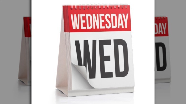 Calendar showing Wednesday