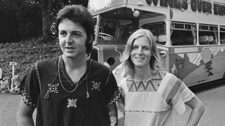 Paul and Linda McCartney smiling