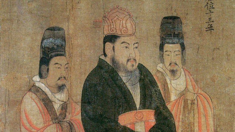 7th century silk painting of Emperor Yandi of the Sui Dynasty and two aides