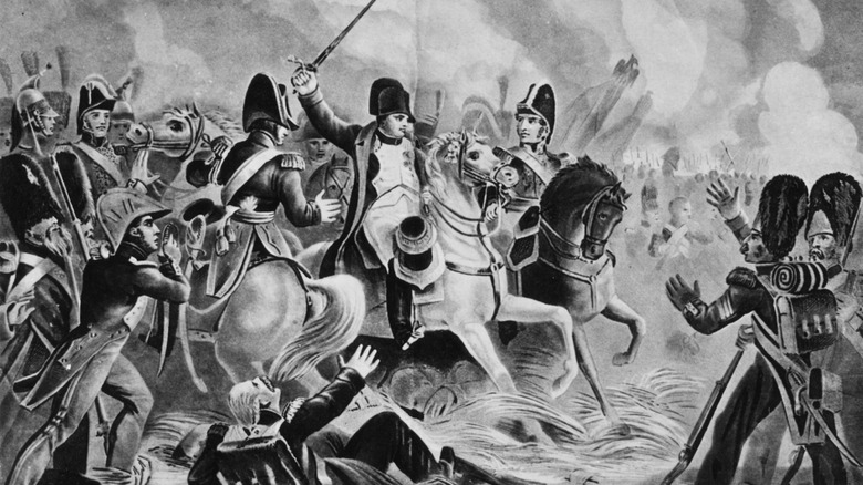black white illustration battle of waterloo