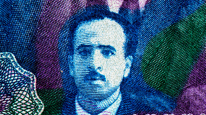 Portrait of Krim Belkacem on Algerian bill