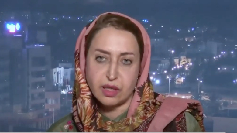 Seham Sergiwa in a televised news interview 