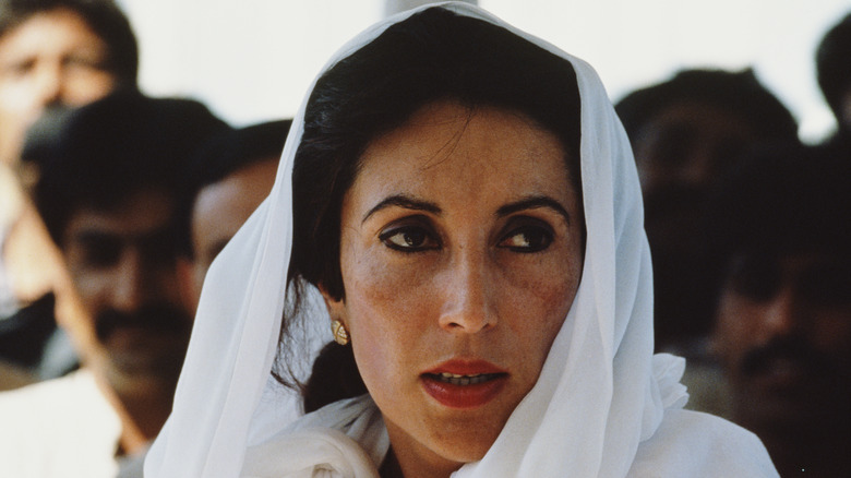 Benzair Bhutto white head covering