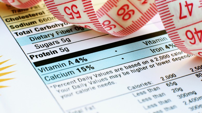 measuring tape and nutrition facts