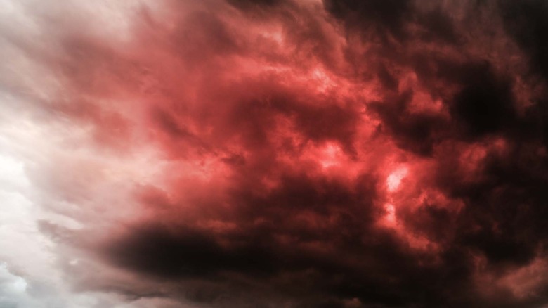 red cloudy sky signalling the apocalypse