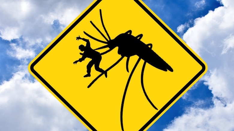 sign warning of mosquitos 