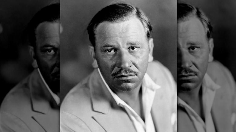 Wallace Beery in blazer, black and white photo