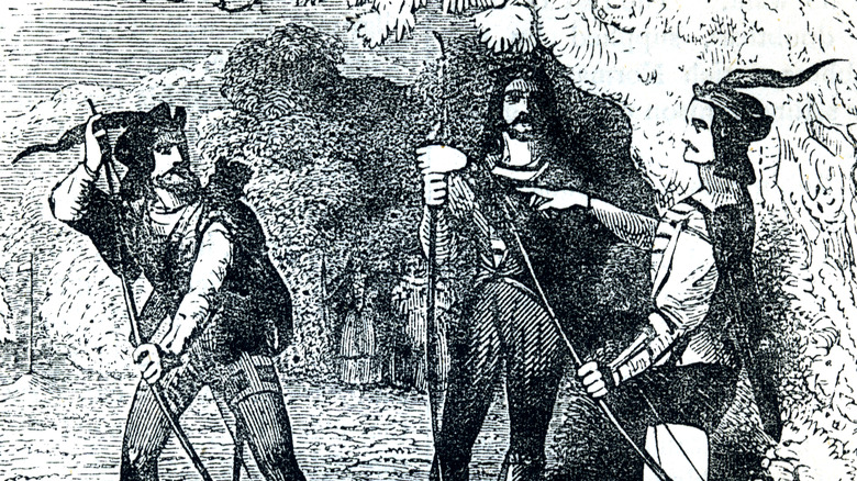 Robin Hood and two other men with bows and arrows