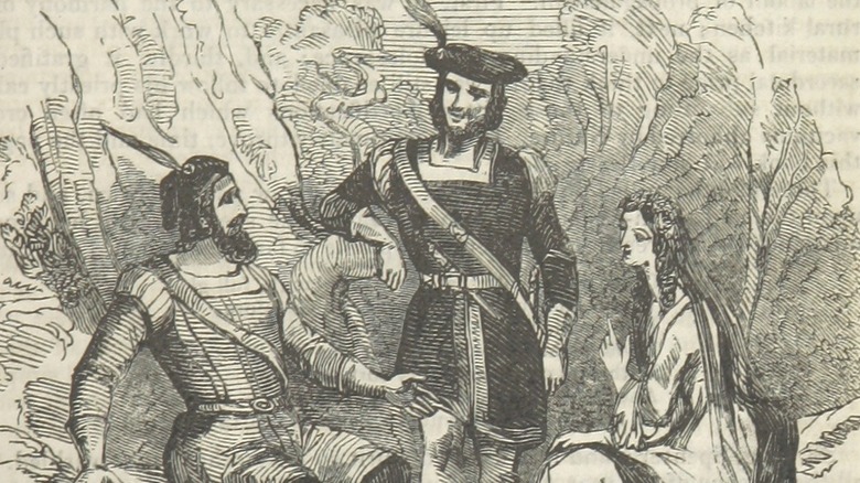 Robin Hood, Maid Marian, and a companion