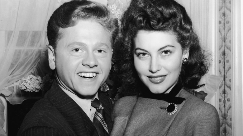 Mickey Rooney and Ava Gardner smiling together
