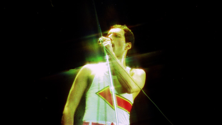 Freddie Mercury singing with Queen