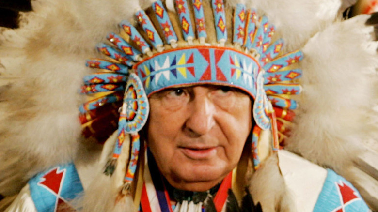 Ben Nighthorse Campbell in traditional headdress
