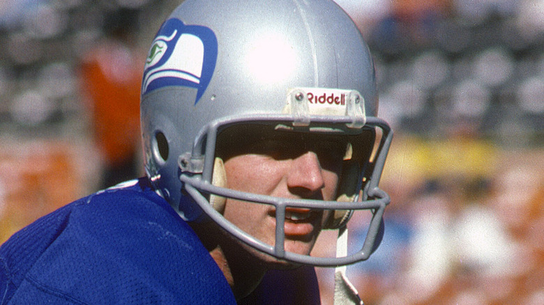 Steve Largent in football helmet