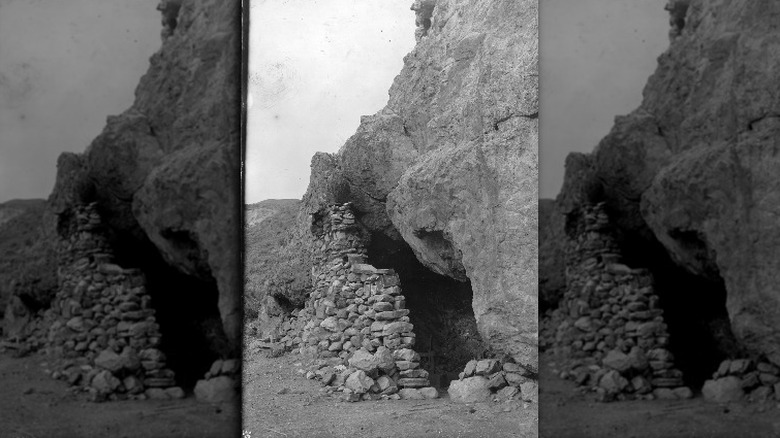 Death Valley, Old Stone House built across mouth of cave