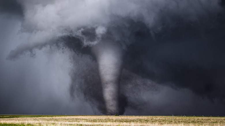 tornado twister in empty field
