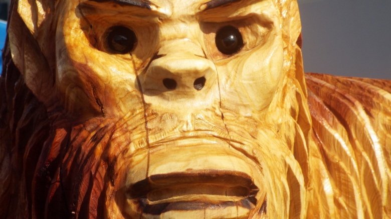 wood carving of bigfoot