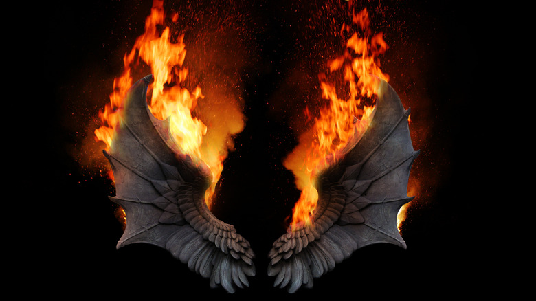 Dragon wings on fire