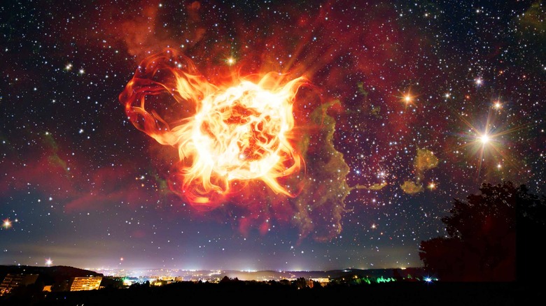Explosion in night sky