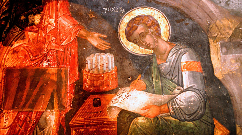 Illustration of John of Patmos writing