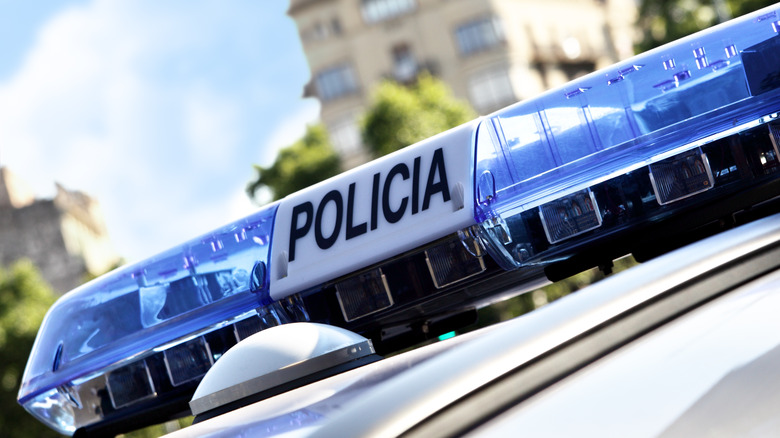 Spanish police car blue lights