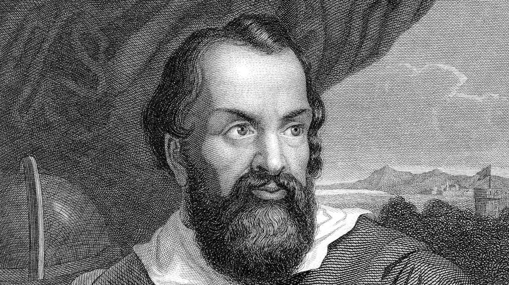 drawing of young Galileo Galilei with dark beard