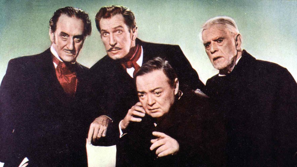 Basil Rathbone, Vincent Price, Peter Lorre, and Boris Karloff
