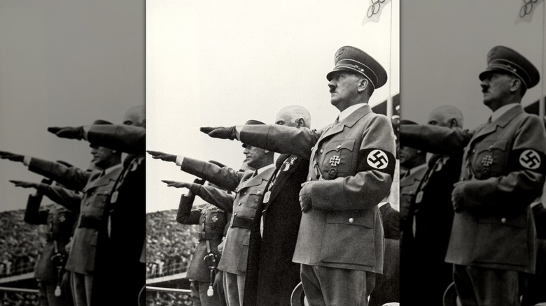 Hitler and staff salute teams