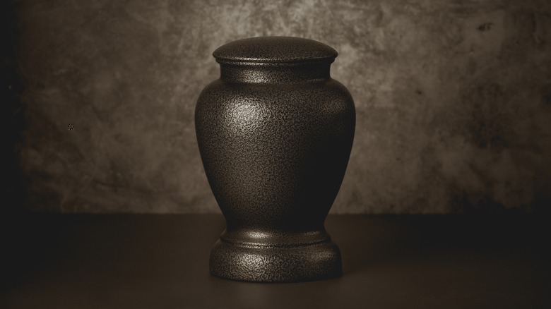 A greyish brown urn