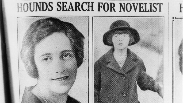 Newspaper headline about Agatha Christie's disappearance, 1926