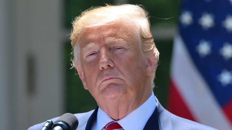 President Donald Trump frowning
