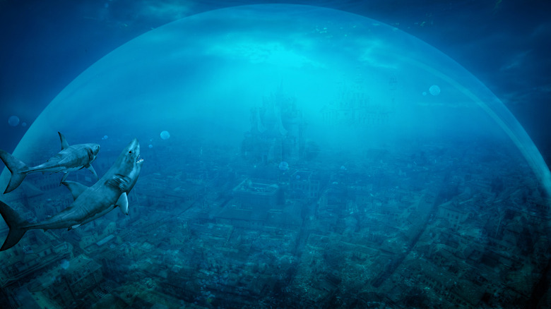 Atlantis domed underwater city sharks
