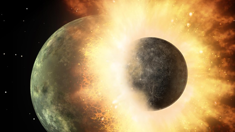 Artist's impression of colliding planets giant explosion