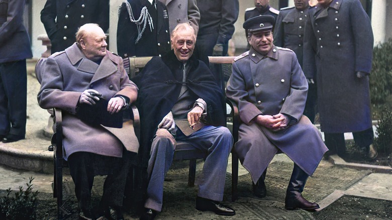 FDR middle smoking cigarette Yalta leaders