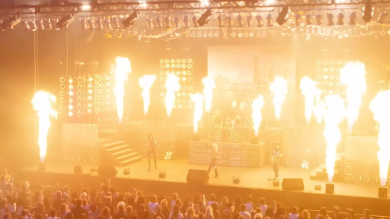 Stage ablaze behind Mötley Crüe