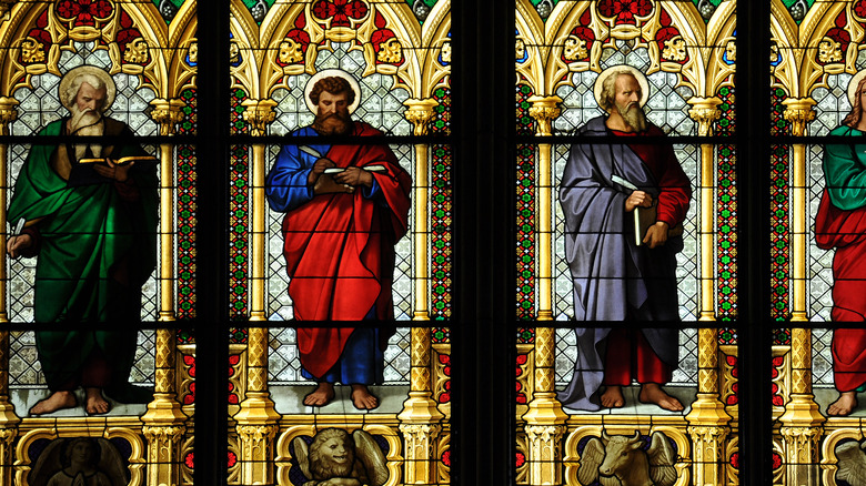 The four evangelists stained glass windows