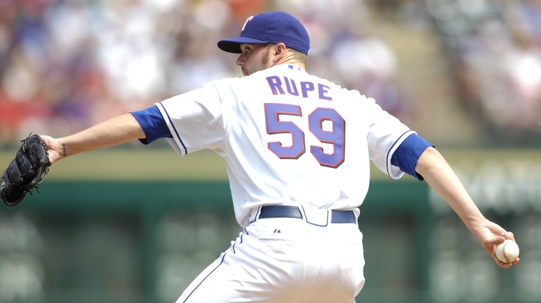 Josh Rupe pitches against the Orioles