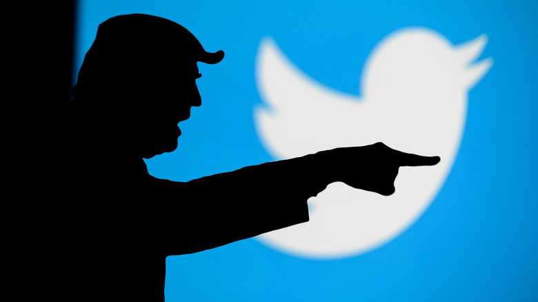 Trump yelling, Twitter logo