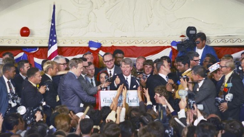 kennedy speaking at the ambassador hotel