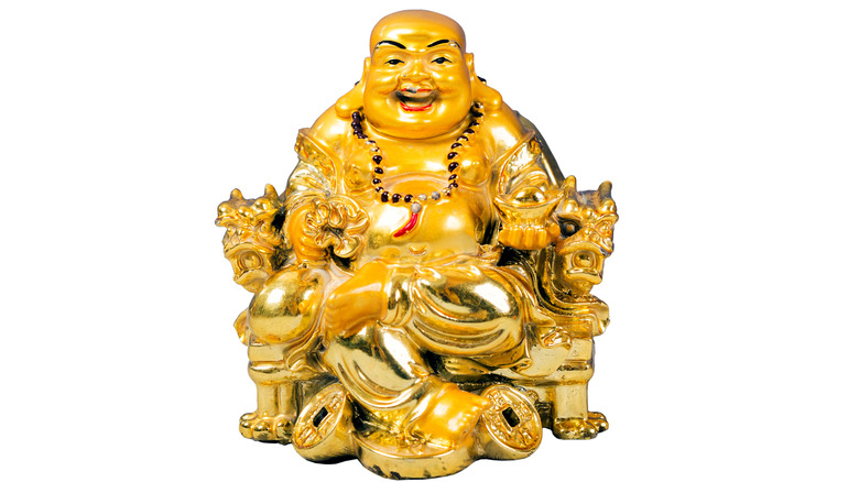caishen god of wealth gold statuette