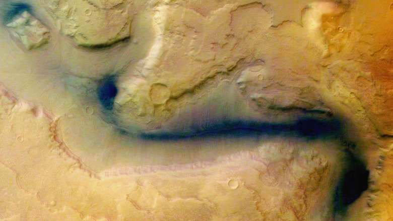 yellow and blue Mars surface 