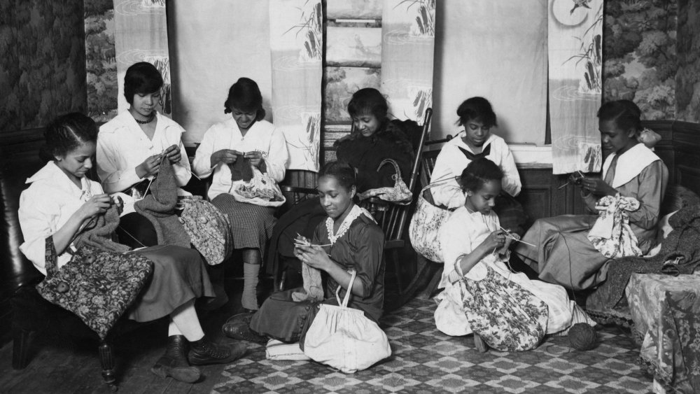 African American Women Knitting at the YMCA circa 1917