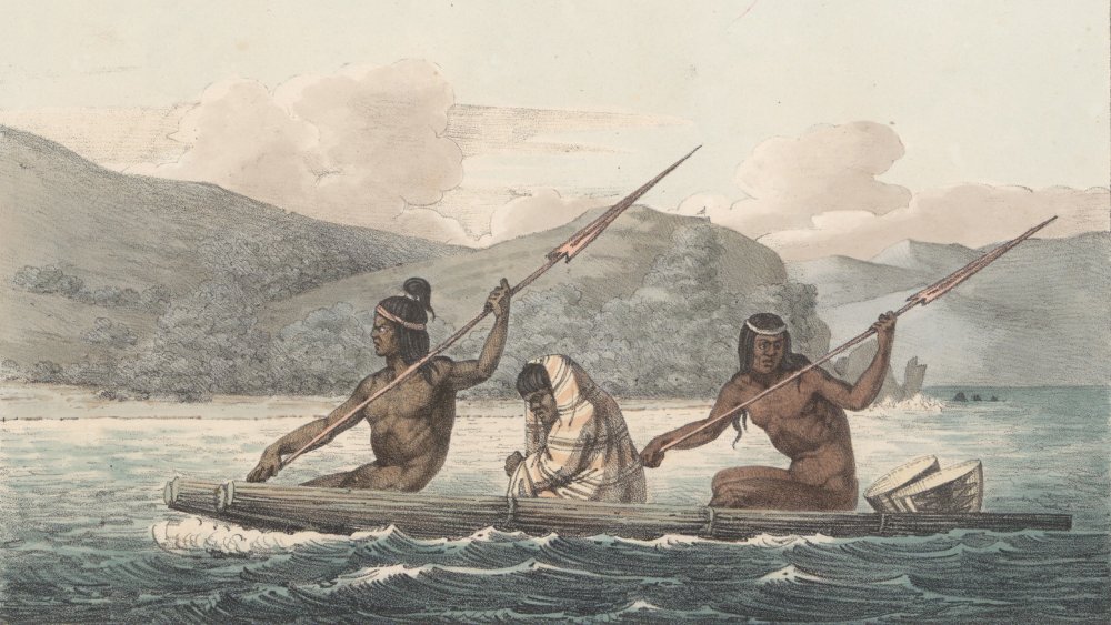 Ohlone Indians in a Tule Boat in the San Francisco Bay 1822