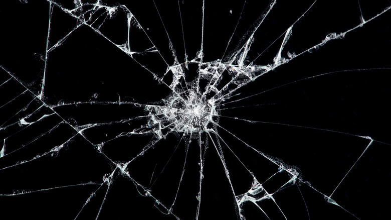 Texture broken glass with cracks