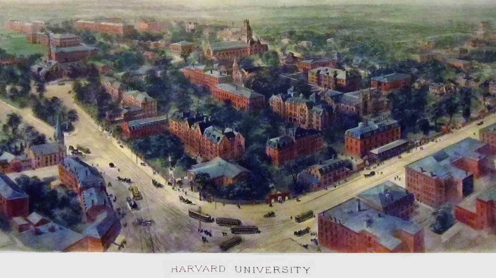 Richard Rummell's 1906 watercolor of Harvard University, cropped