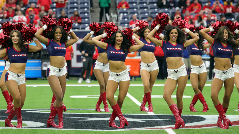 Houston Texans cheerleaders performing on the field