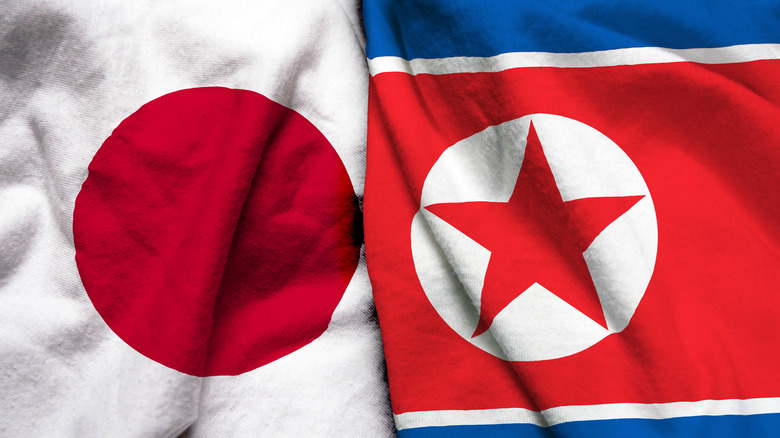 North Korean and Japanese flag