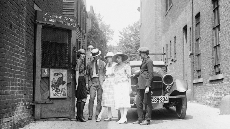 Cropped photo of patrons of a speakeasy in 1921