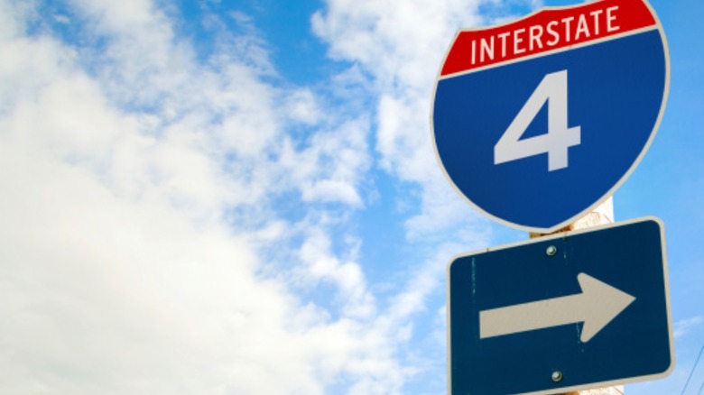 I-4 highway sign against blue sky