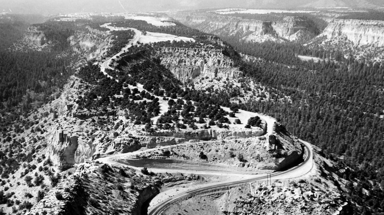 Desert landscape road over mesa
