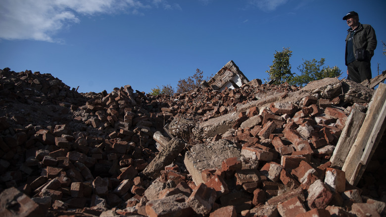 rubble from destroyed school